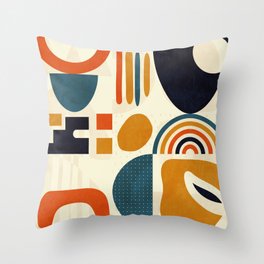 mid century shapes geometric abstract color 3 Throw Pillow