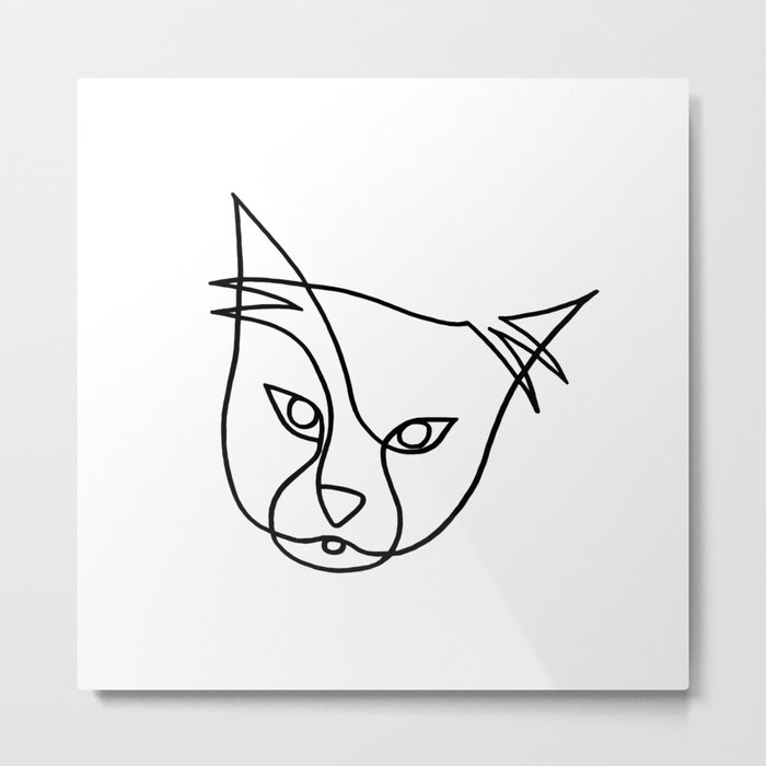 Single line cat Metal Print