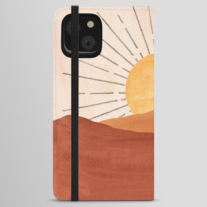 Abstract terracotta landscape, sun and desert, sunrise #1 iPhone Wallet Case