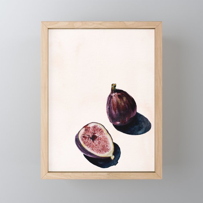 Fruit Still Life Print | Figs Watercolor Aesthetic Painting | Minimal Nudes | Modern Art Framed Mini Art Print