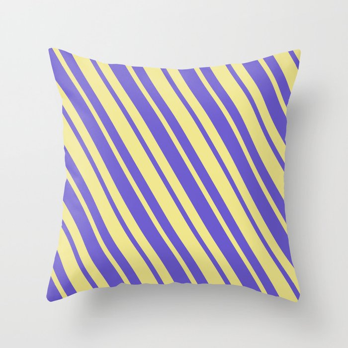 Tan and Slate Blue Colored Lined/Striped Pattern Throw Pillow