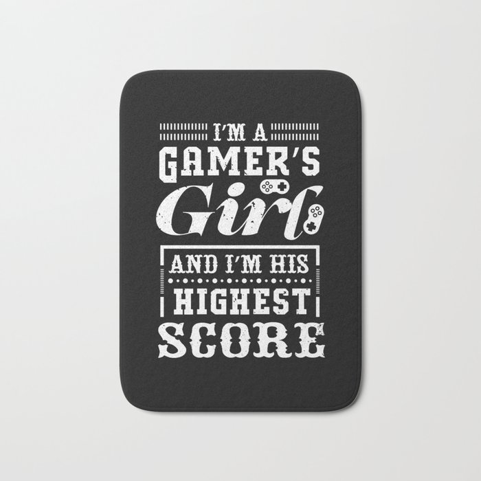 Gamer Girlfriend Highest Score Funny Bath Mat