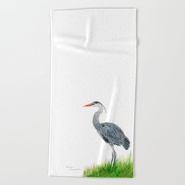 "Tall and Graceful" the Blue Heron by Teresa Thompson Beach Towel