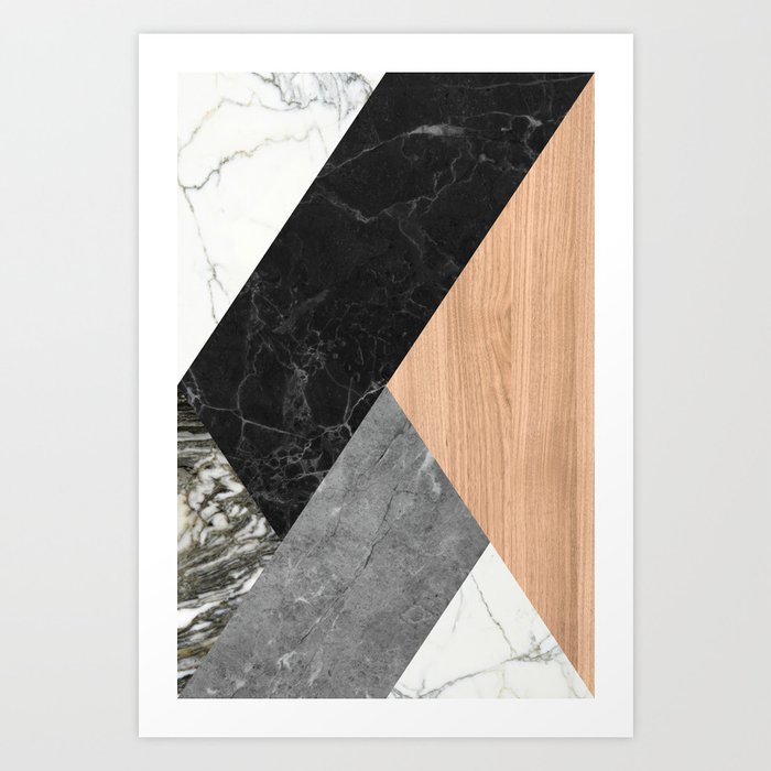 Marble and Wood Abstract Art Print