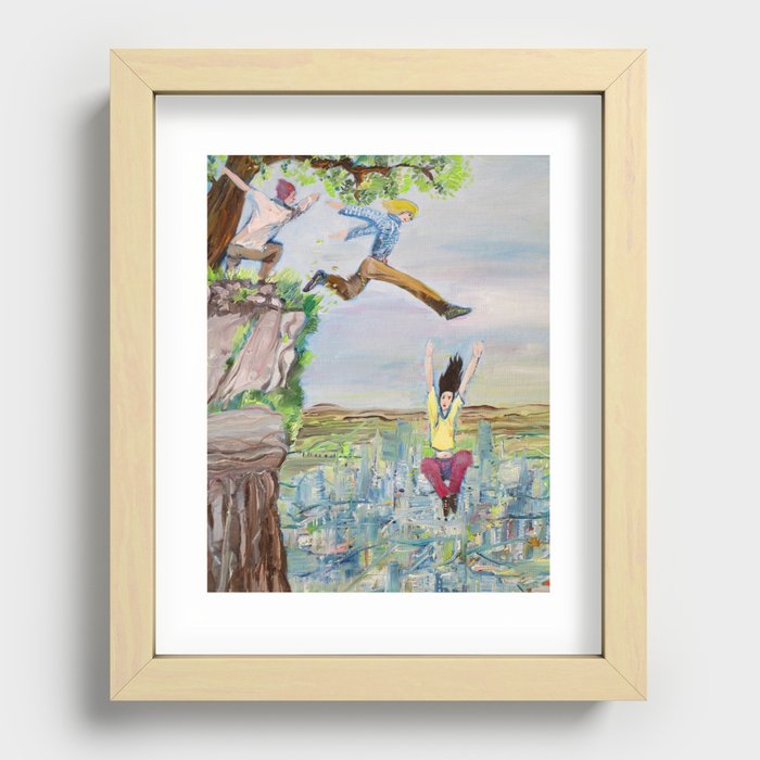 JUMPING INTO THE CITY Recessed Framed Print