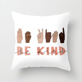 Be Kind Sign Language Throw Pillow