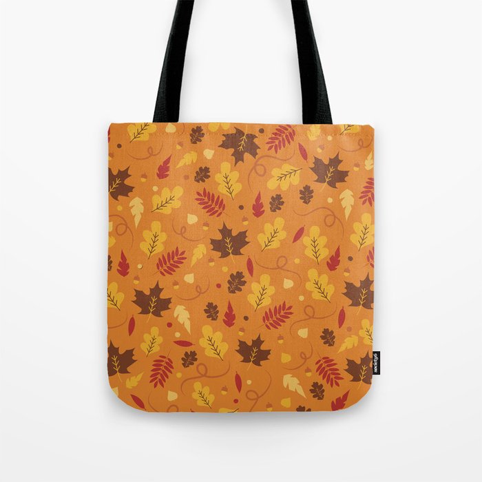 Fall Pattern on Orange Tote Bag by Lathe and Quill | Society6