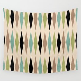 Mid Century Modern Geometric Triangle 225 Beige Green Blue and Black Wall Tapestry