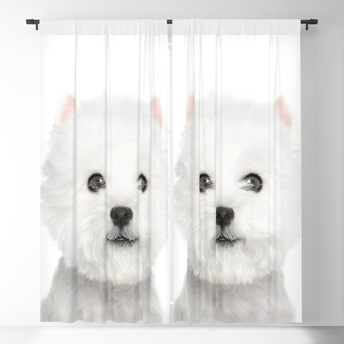White Puppy Portrait - Blackout Curtain