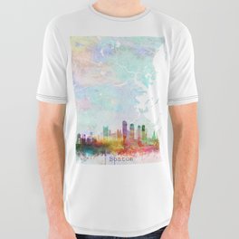 Boston Skyline & Map Watercolor, Print by Zouzounio Art All Over Graphic Tee