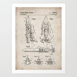 Nasa Space Shuttle Patent - Nasa Shuttle Art - Antique Art Print