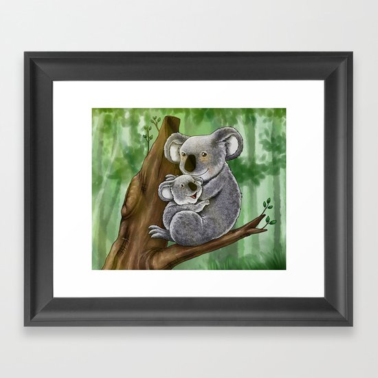Cute Koala and Baby Framed Art Print