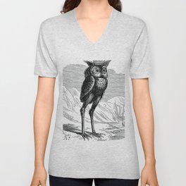 Vintage French Engraving of Owl Demon Stolas from Dictionnaire Infernal  Unisex V-Neck