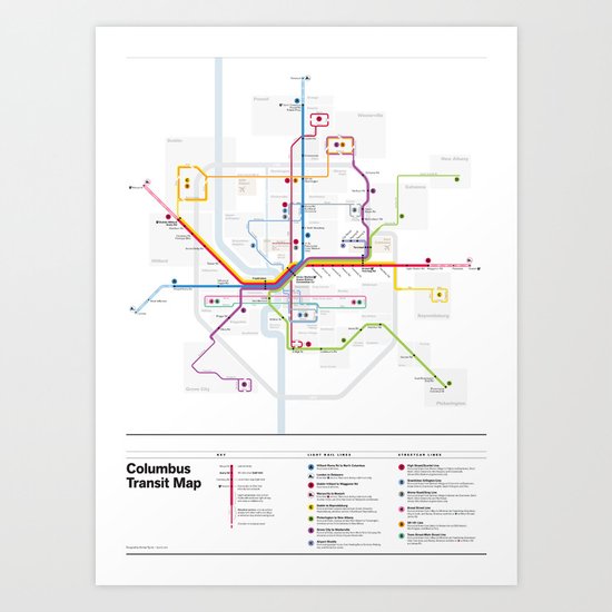 Columbus Transit Map Art Print