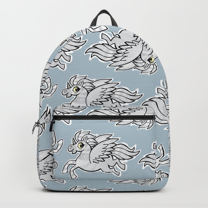 small silver backpack
