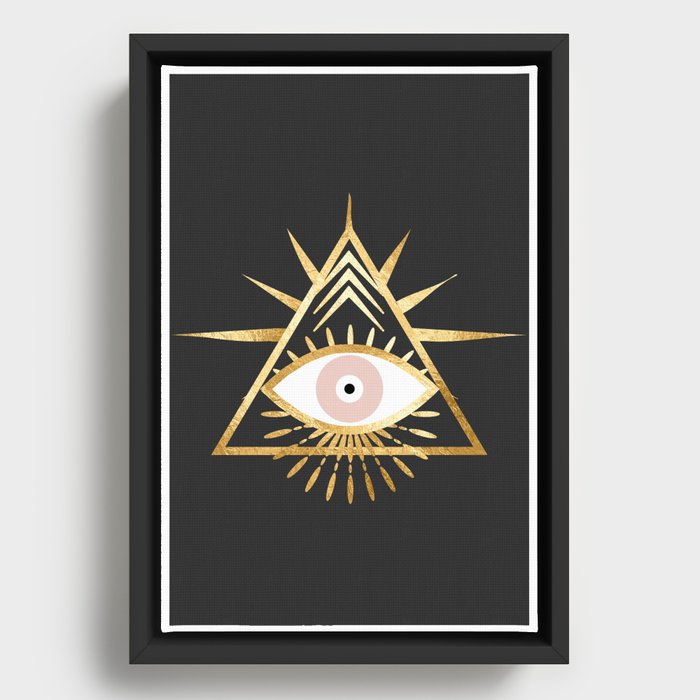 gold foil triangle evil eye Framed Canvas