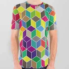 Background from cubes. Vintage illustration All Over Graphic Tee