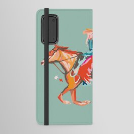 Rodeo Queen Blue and Brunette Cowgirl on Horse Art Android Wallet Case