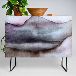 Violet Mountain Landscape Watercolor Credenza