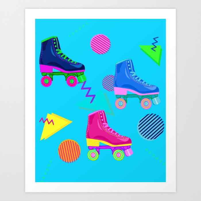 80"s Skate Party Blue Art Print