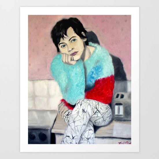 Harry Styles Fuzzy Sweater Art Print By Victoriaskye Society6