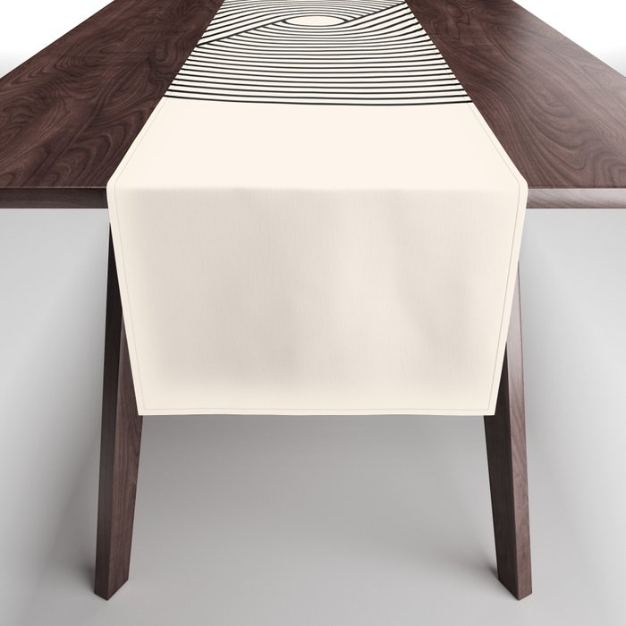 Geometric Lines in Black and Beige 9 Table Runner