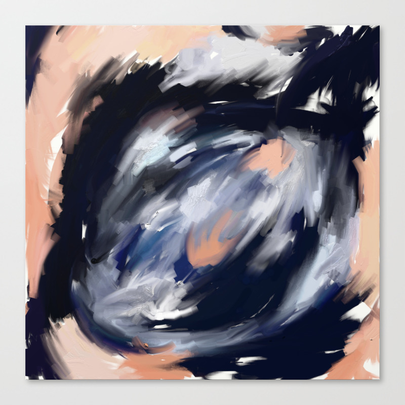 Storm S Eye An Abstract Painting In Peach Blue White And Black
