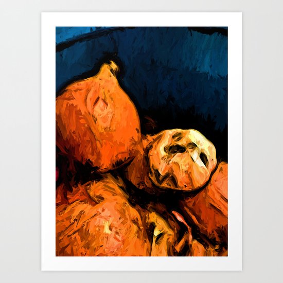 Garlic and Orange Onions with some Blue Art Print