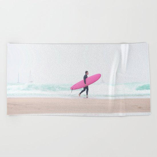 surfing beach vibes Beach Towel