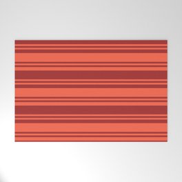 [ Thumbnail: Red and Brown Colored Striped Pattern Welcome Mat ]