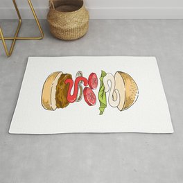 levitated burger Rug | Mukbang, Graphite, Drawing, Ink Pen, Painting, Digital, Bigburger, Fastfood, Eat, Food 
