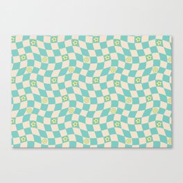 Lime and Blue Checker Canvas Print