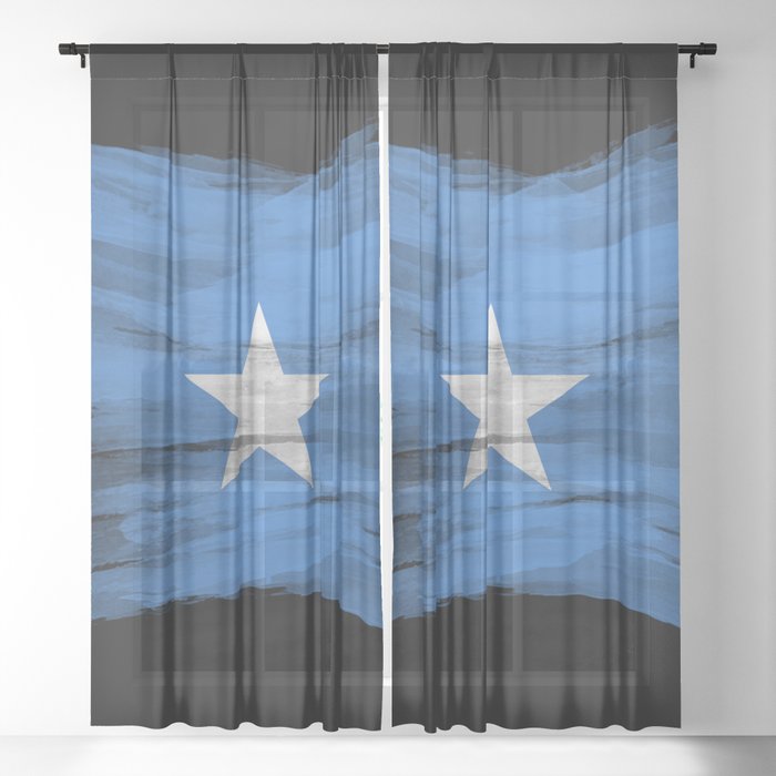 Somalia flag brush stroke, national flag Sheer Curtain