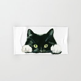 Black cat watching at you Hand & Bath Towel