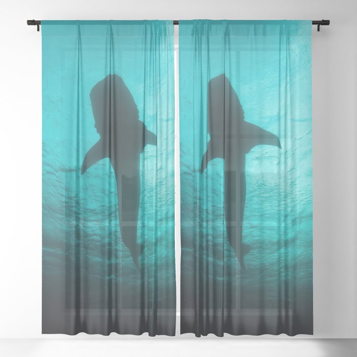 Whale shark silhouette Sheer Curtain