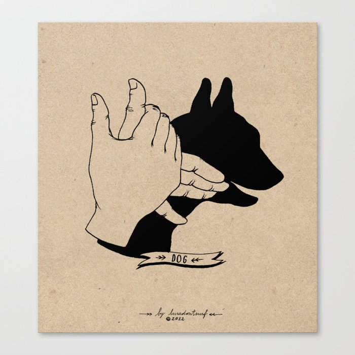 Hand-shadows Mr Dog Canvas Print