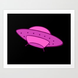 Pink Alien Space UFO Art Print