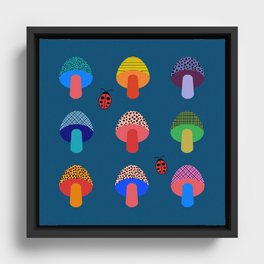 Mod Mushrooms Framed Canvas