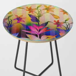 Tiger Lilies on Stripes Side Table