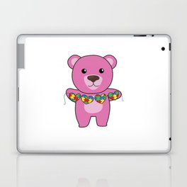 Autism Awareness Month Puzzle Heart Pink Bear Laptop Skin