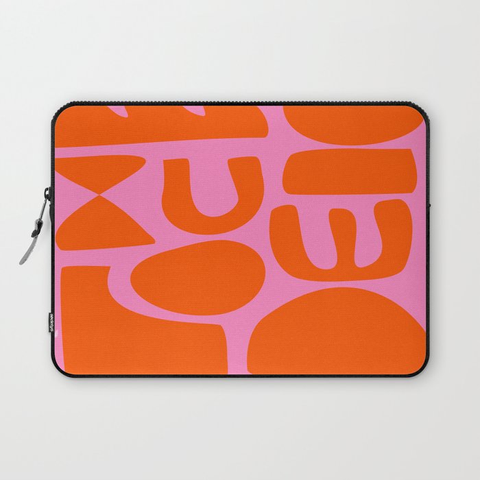 Orange Shapes on Pink Laptop Sleeve