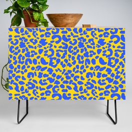 Yellow & Blue Leopard Print Credenza