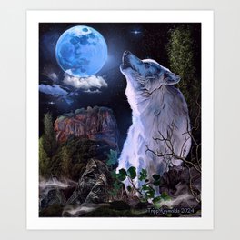 Blue Moon Night Art Print