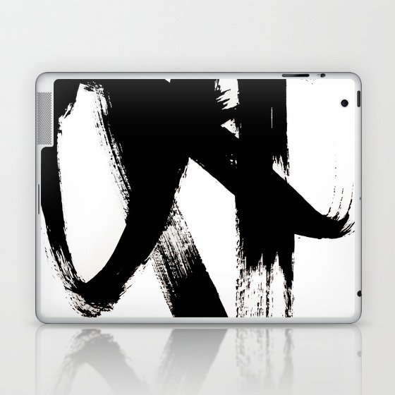 Brushstroke 2 - simple black and white Laptop & iPad Skin