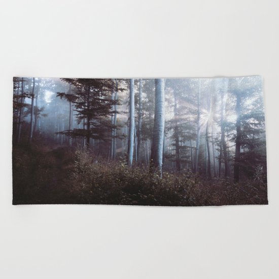 Forest Trees Sunrise Beach Towel