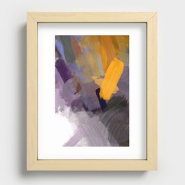 abstract splatter brush stroke painting texture background in yellow brown purple Recessed Framed Print