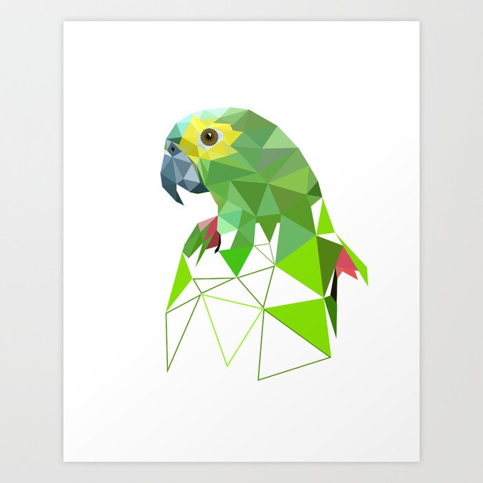 Green Parrot Geometric Bird Artwork Art Print By Peraboom Society6