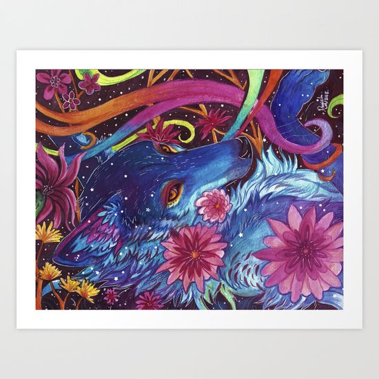 Neon coyote Art Print by danielamv | Society6