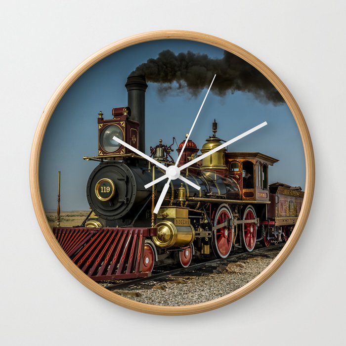 UP 119 Golden Spike Utah Steam Locomotive Historic Train Wall Clock