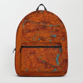 Boston 1893 old map, blue and orange artwork, cartography Backpack | Colorfulmap, Trendingposters, Bostonstreets, Collage, Massachussetsmap, Society6Art, Oldmap, Digital, Trendingitem, Mosaic 